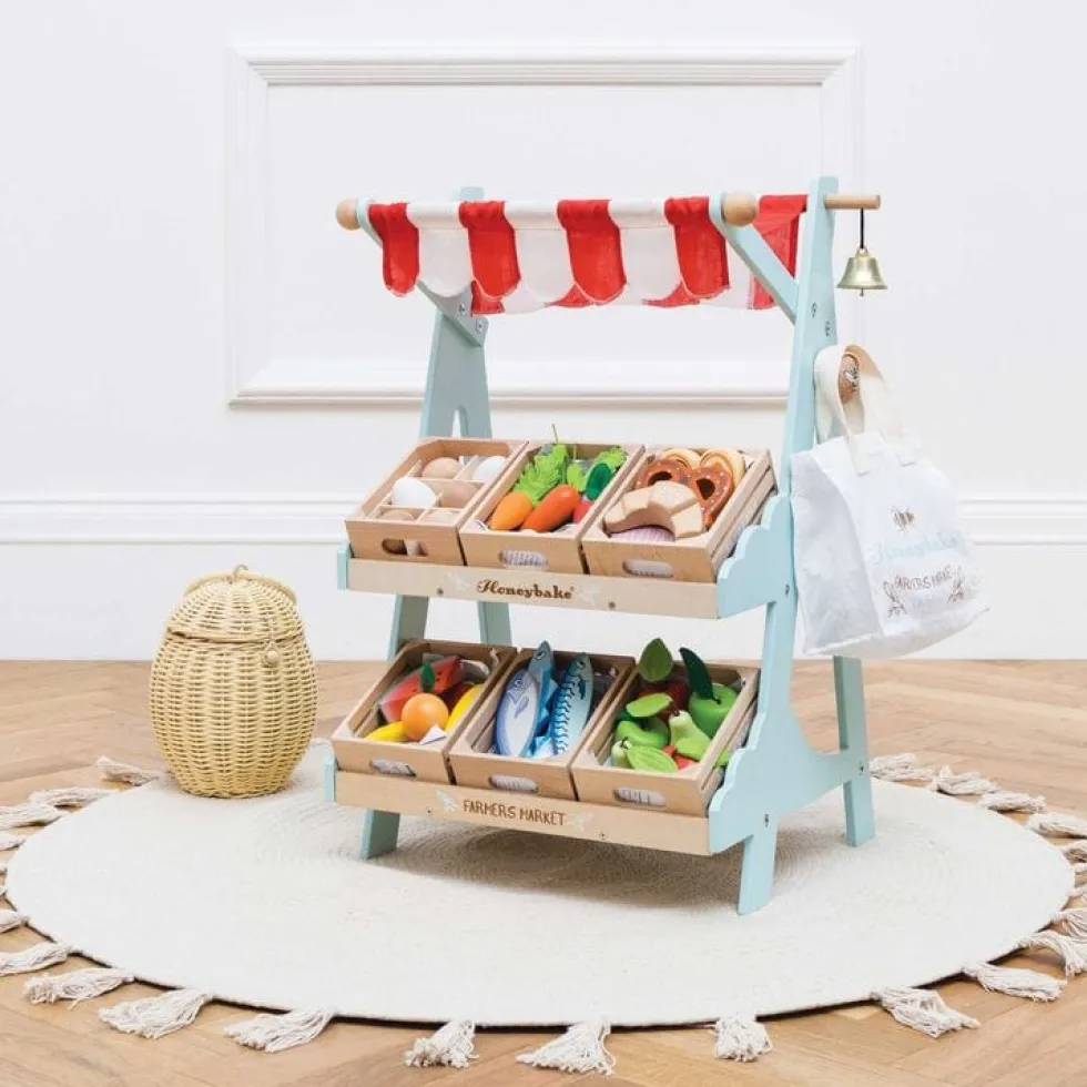 Wooden Market Stall & Fruit Play Food Crate