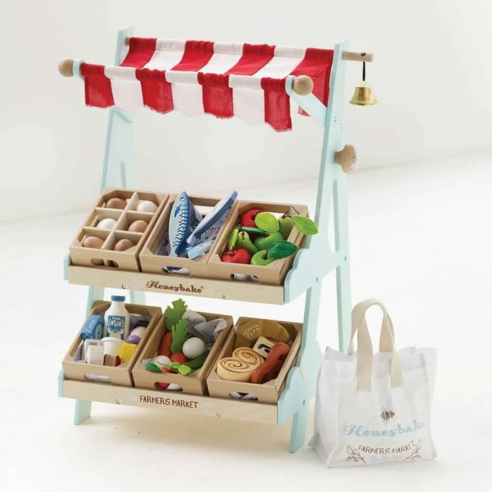 Wooden Market Stall & Fruit Play Food Crate