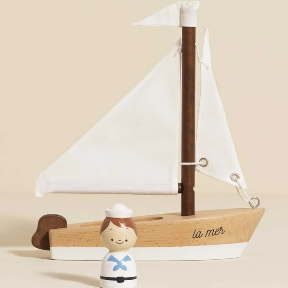 Wooden Sailing Boat & Captain