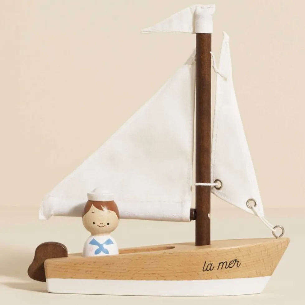 Wooden Sailing Boat & Captain