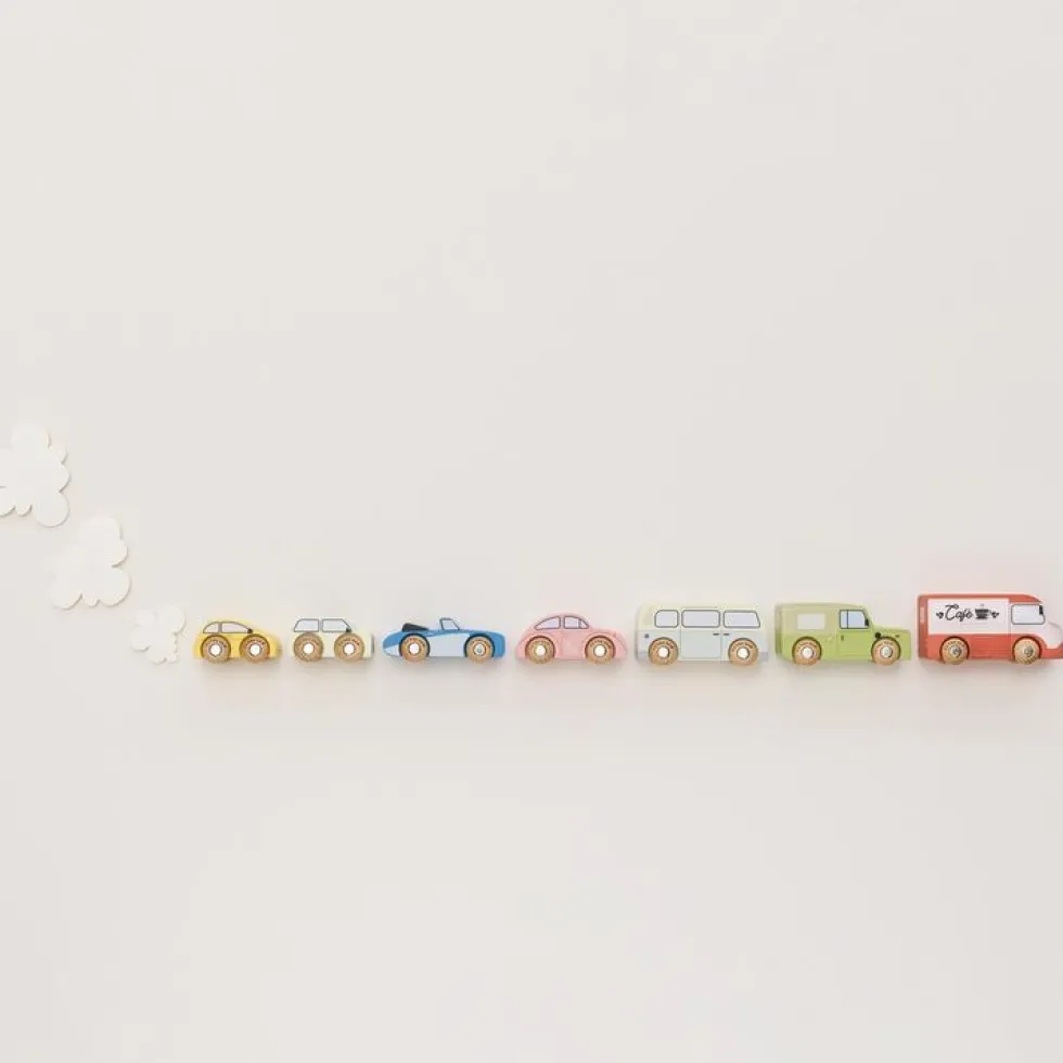 Wooden Vintage Toy Cars - 7 Pieces
