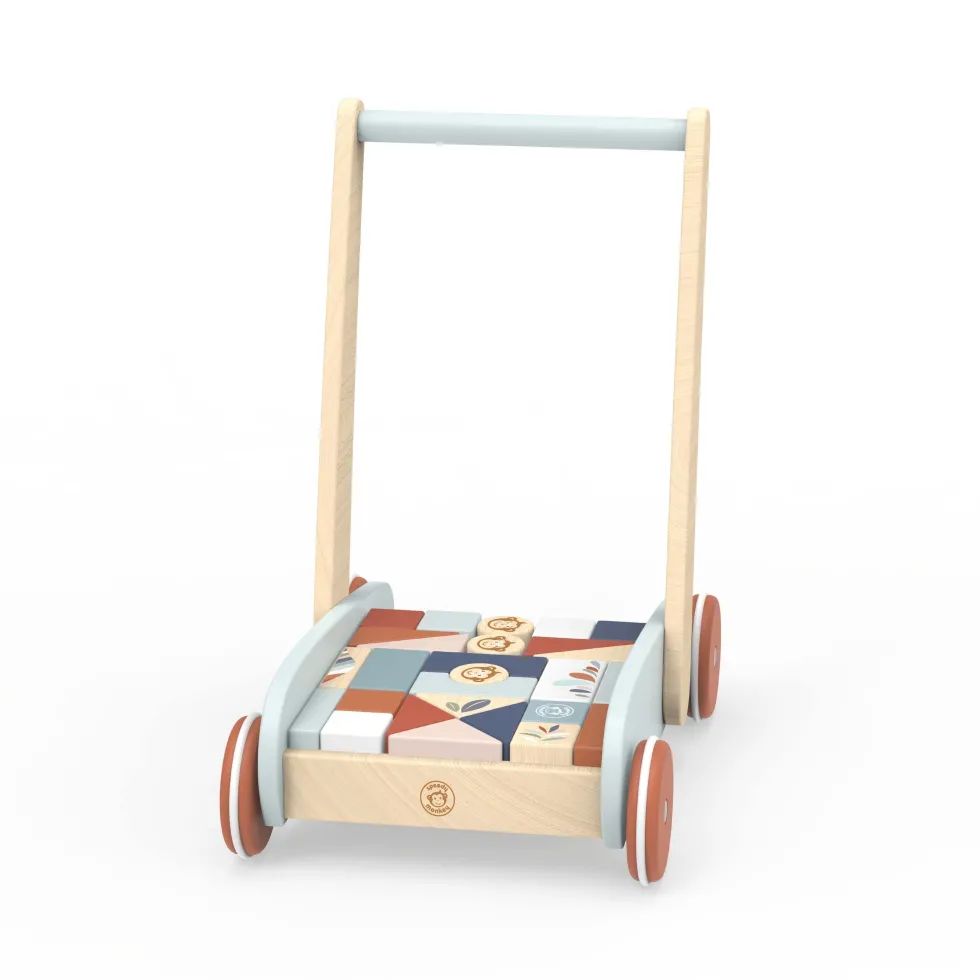Wooden Walker with Building Blocks