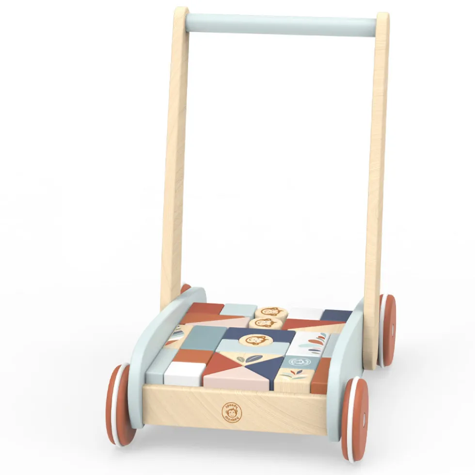Wooden Walker with Building Blocks