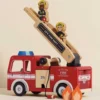 Wood Fire Engine with Firefighters