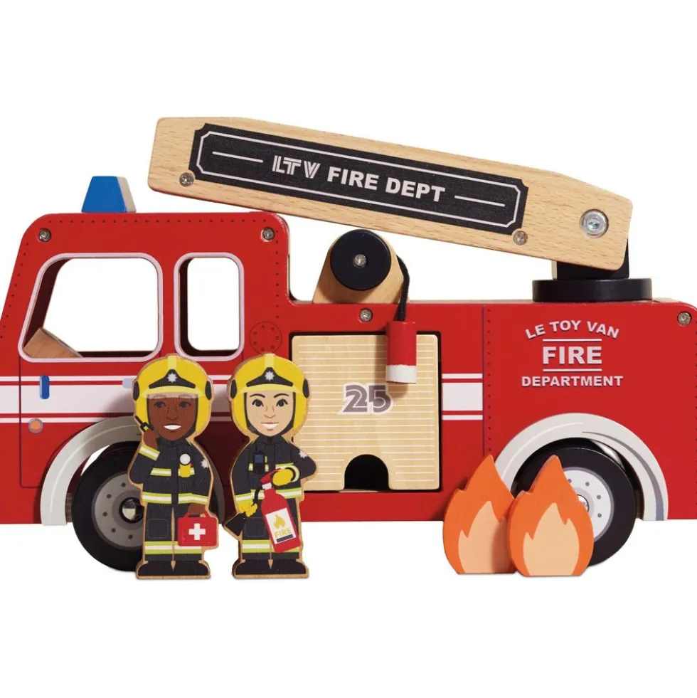 Wood Fire Engine with Firefighters